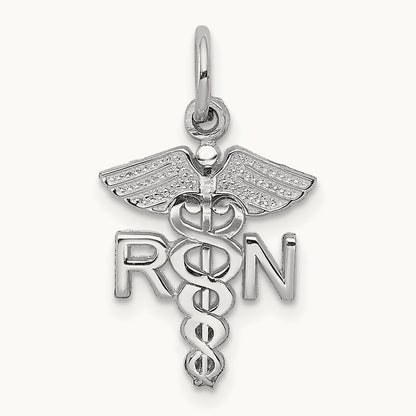 RN Charm, 14K White Gold