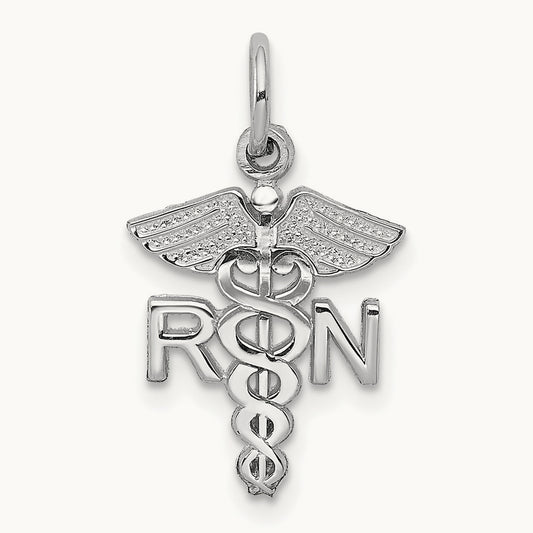 RN Charm, 14K White Gold