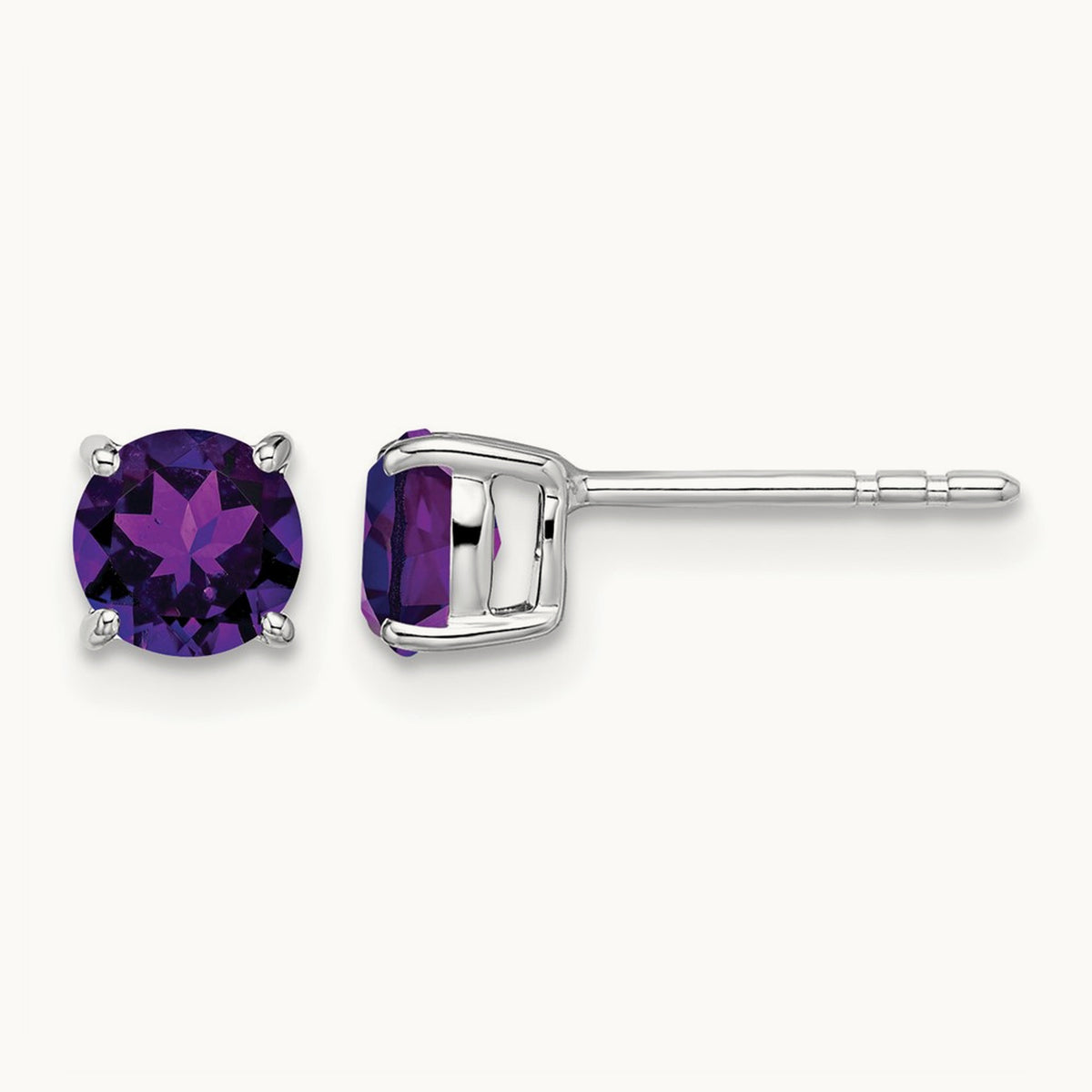 Round Amethyst Earrings — 5.2mm