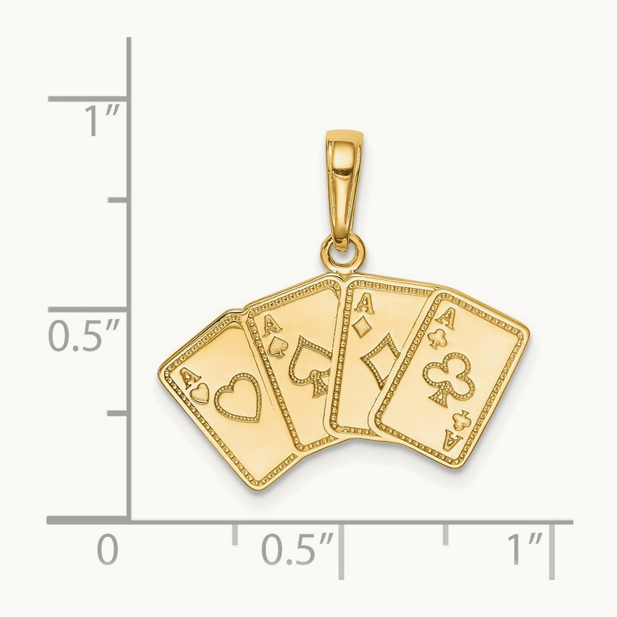 Aces Playing Cards Pendant, 14K