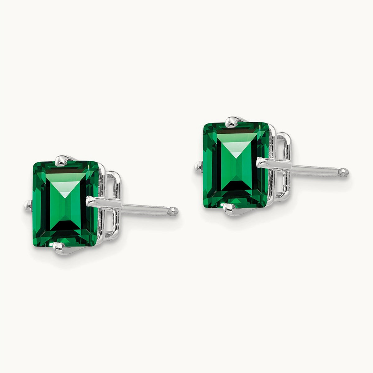 Princess Cut Mount St. Helens Earrings, 7mm, 14K White Gold