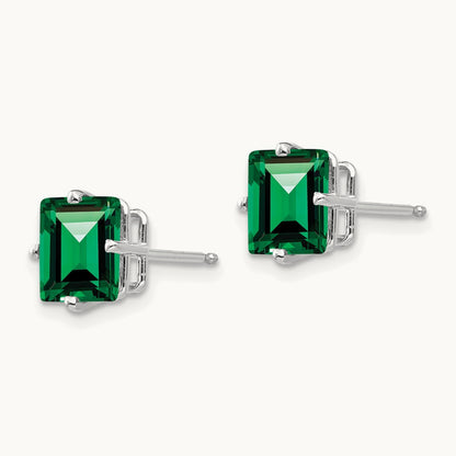 Princess Cut Mount St. Helens Earrings, 7mm, 14K White Gold