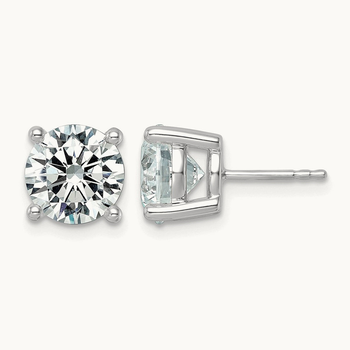 Round Lightweight Earrings, 0.25-6.00 ct tw Lab-Grown Diamond — 6 ct, 10K White Gold