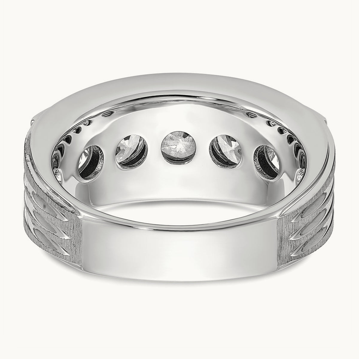 5 Stone Men's Ring, 3.50 ct tw Lab-Grown Diamond — 14K White Gold
