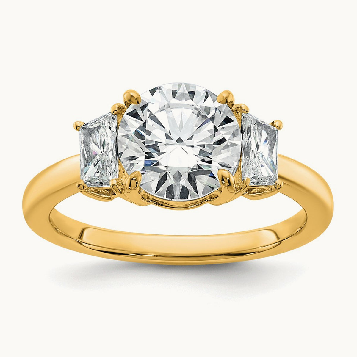 Trapezoid Sidestones Engagement Ring, 0.25-3.75 ct tw Lab-Grown Diamond — 2 1/2 ct, VS (Best) · Certified, 14K Yellow Gold