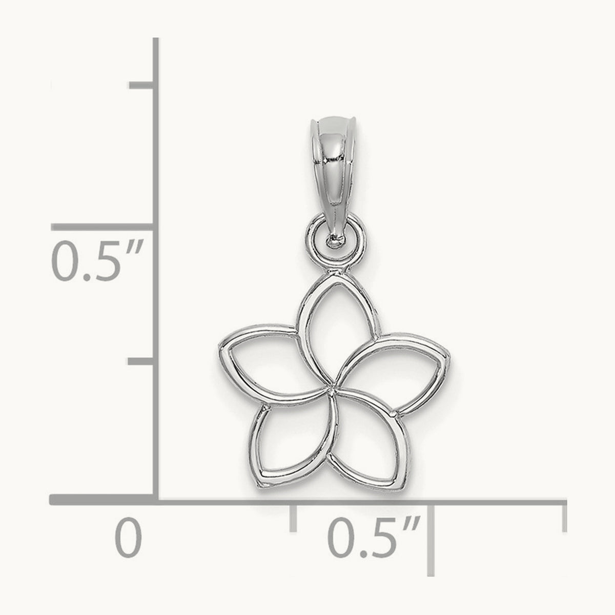 Cut Out Flower Charm, 14K White Gold