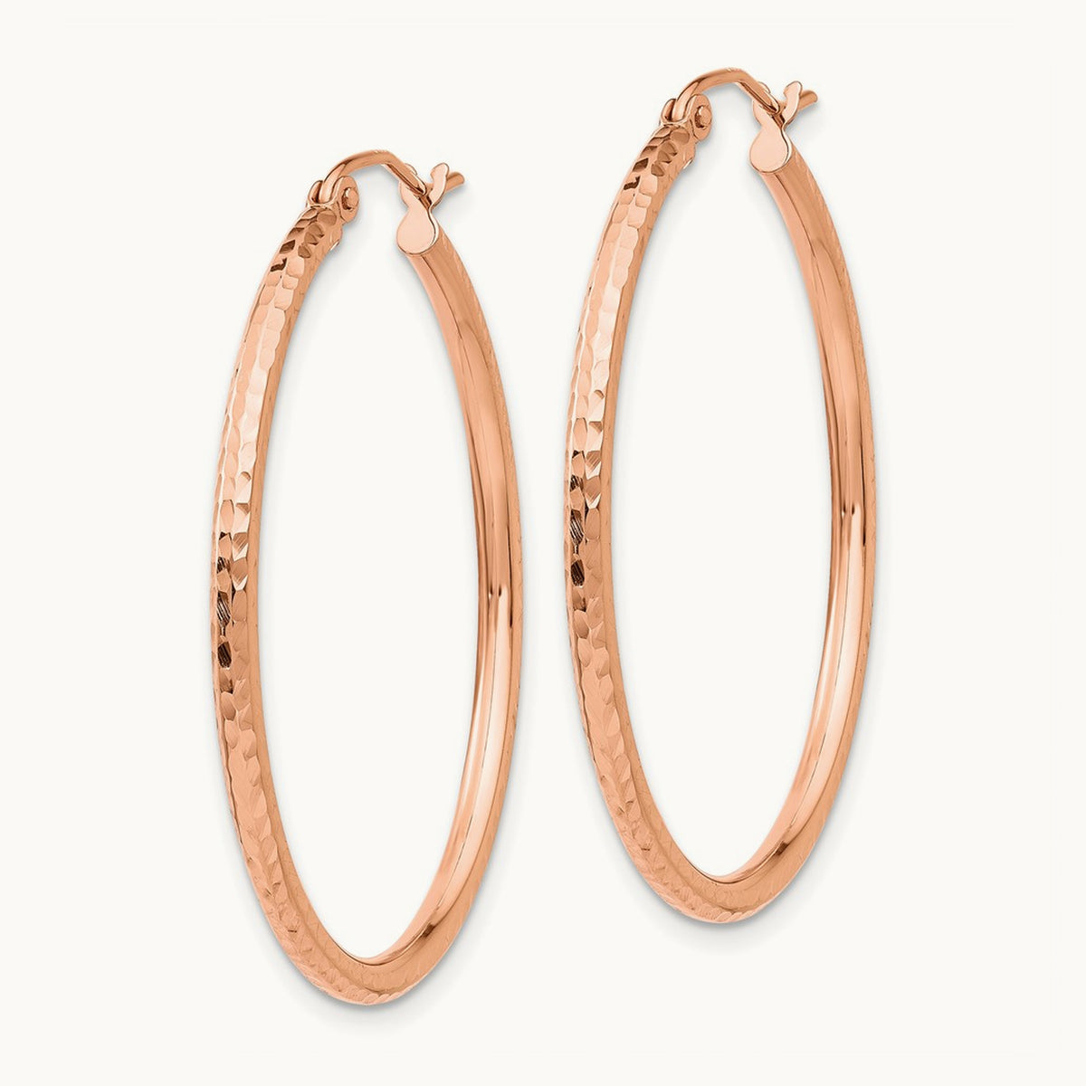 Polished Lightweight Large Diamond-cut Tube Hoop Earrings — 35mm