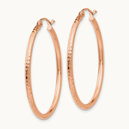 Polished Lightweight Large Diamond-cut Tube Hoop Earrings — 35mm