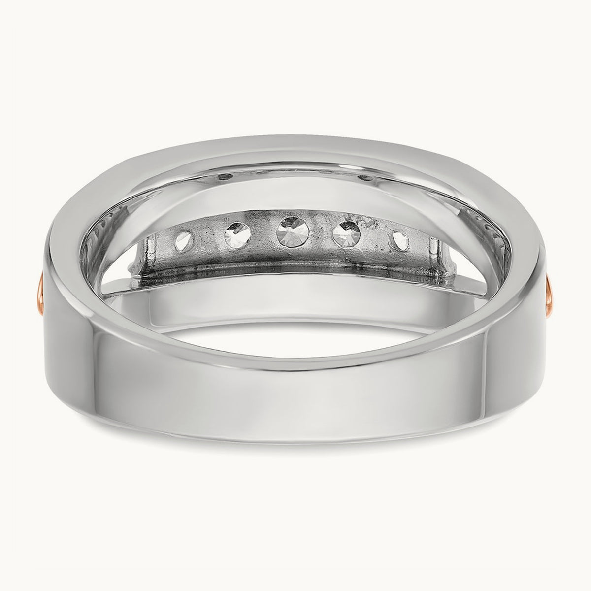 White/Rose Gold IBGoodman Men's Polished 5-Stone Diamond Ring, 14K