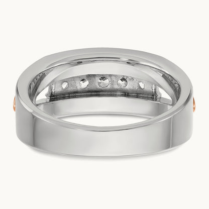 White/Rose Gold IBGoodman Men's Polished 5-Stone Diamond Ring, 14K