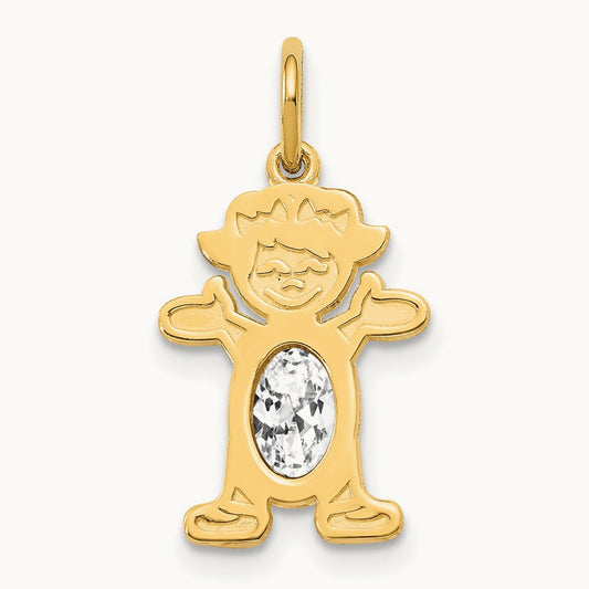 Girl 6x4 Oval Genuine Topaz-April — 14K Yellow Gold