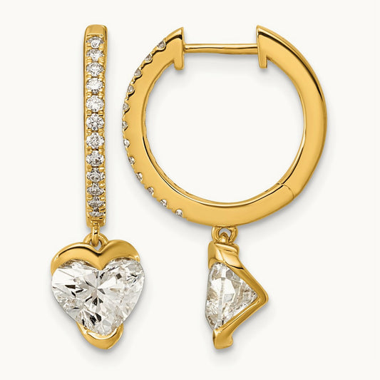 Heart Hoop Dangle Earrings, 2.25 ct tw Lab-Grown Diamond