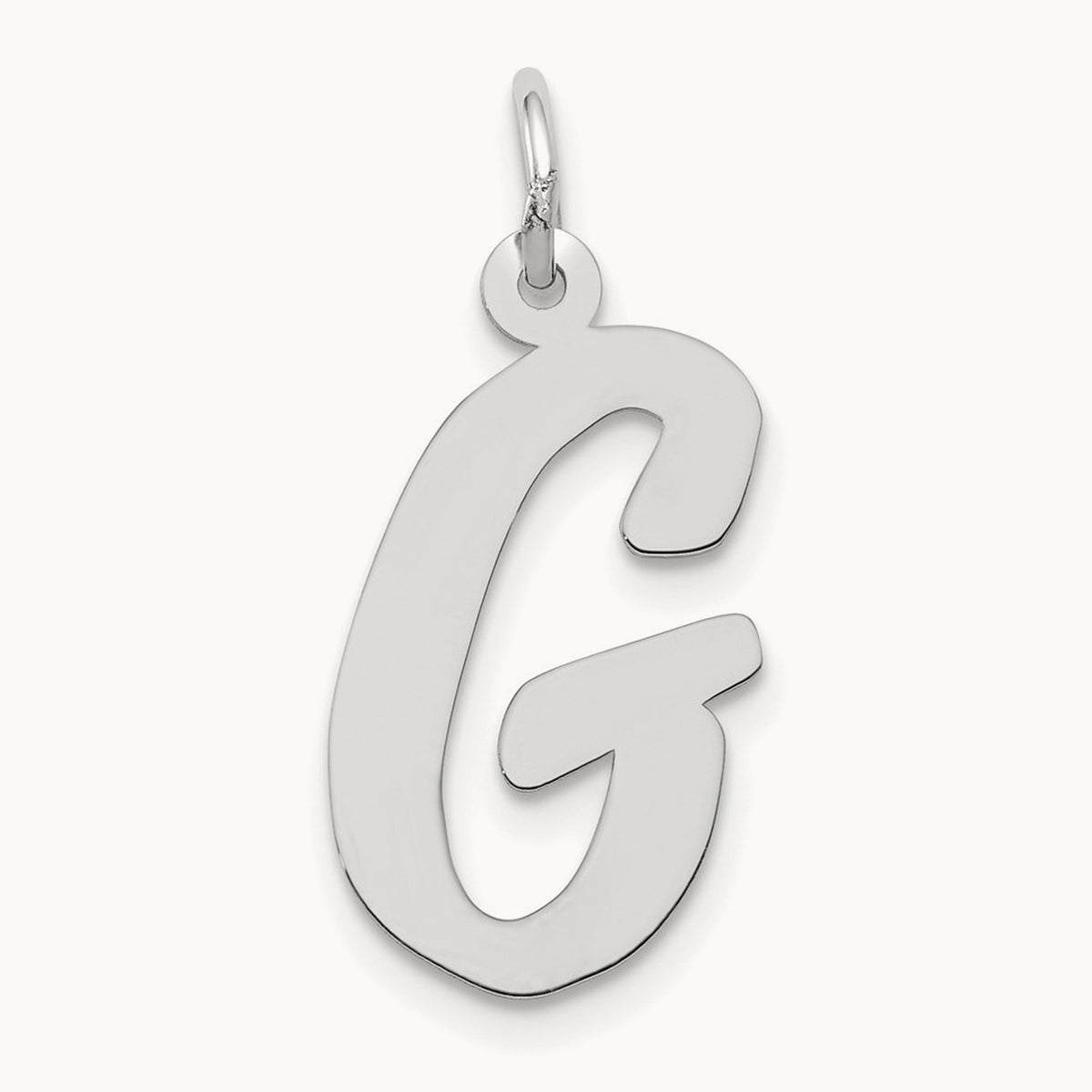 Large Script Initial Charm — 14K White Gold, G