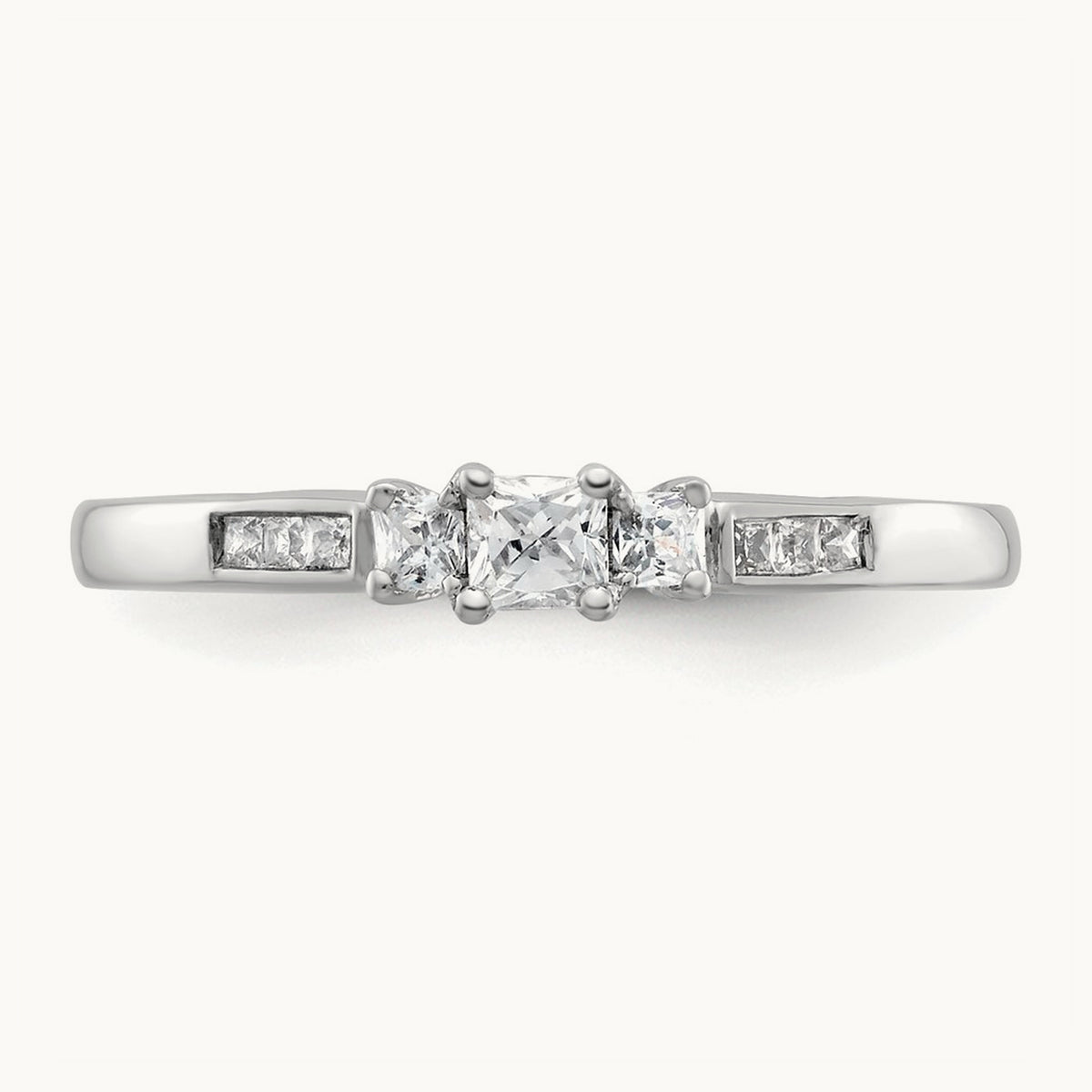 3-Stone Semi-Mount Engagement Ring, 0.10-0.25 ct tw — 1/10 ct, 14K White Gold
