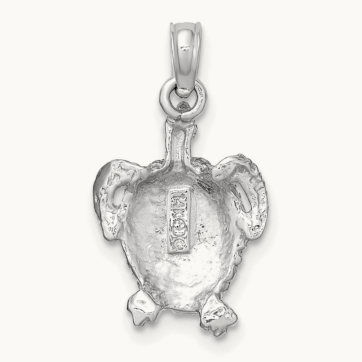 Textured Sea Turtle Charm — 14K White Gold