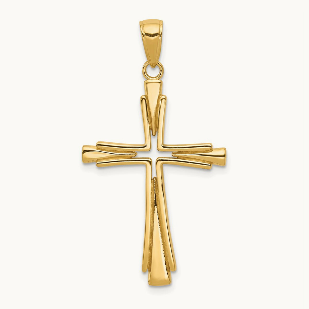 Polished Solid Cross Pendant — 14K Yellow Gold