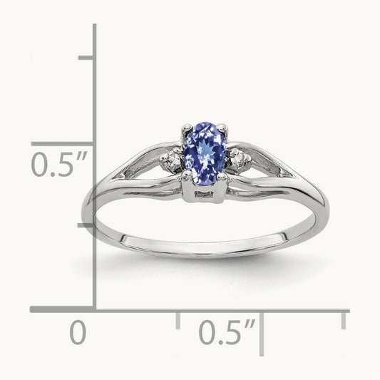 5x3mm Oval Tanzanite AA Diamond ring, 14K White Gold