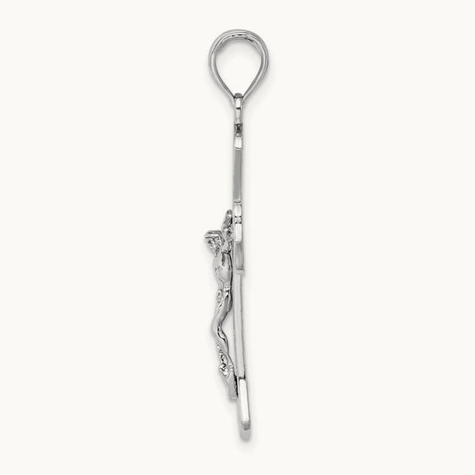 Crucifix Pendant, 14K White Gold