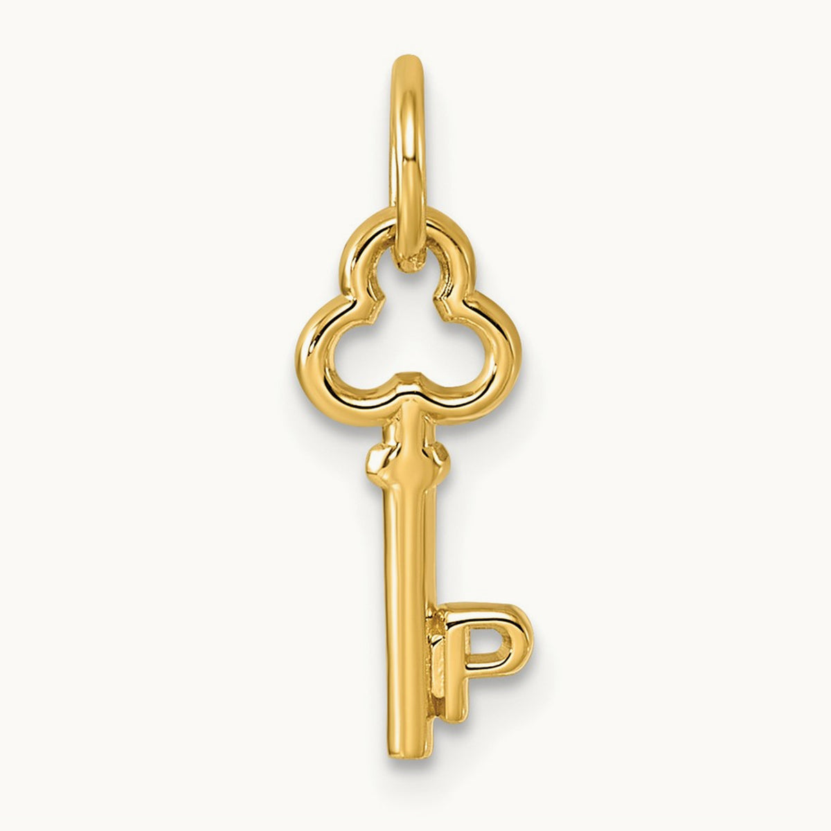 Key Initial Charm — 14K Yellow Gold, P