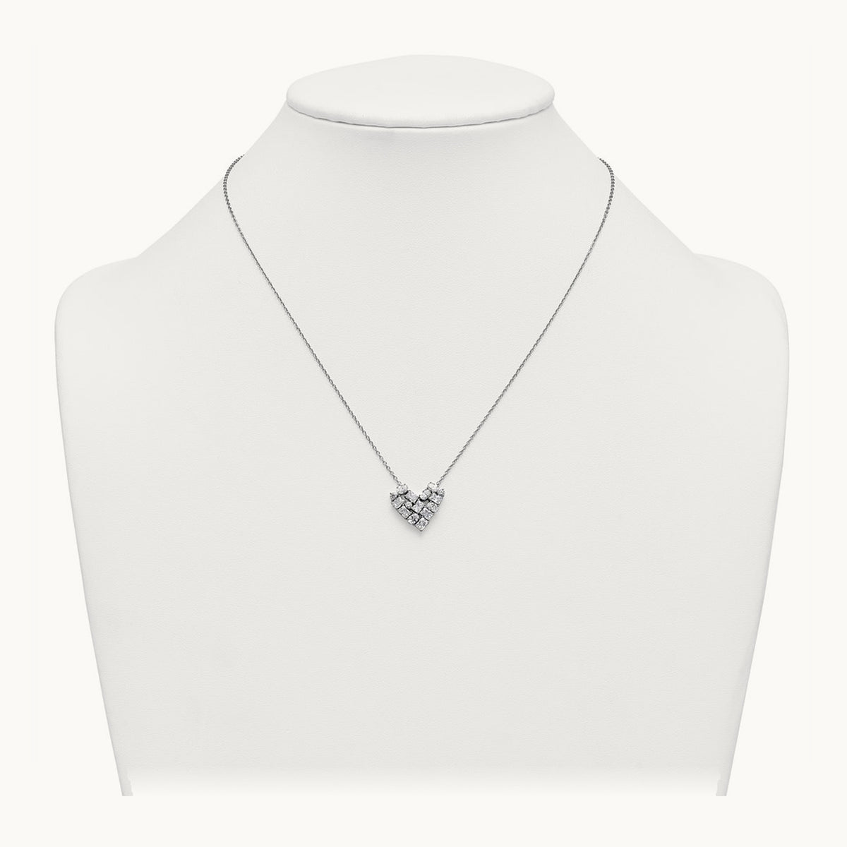 Cluster Heart Necklace, 1.25 ct tw Lab-Grown Diamond — 14K White Gold