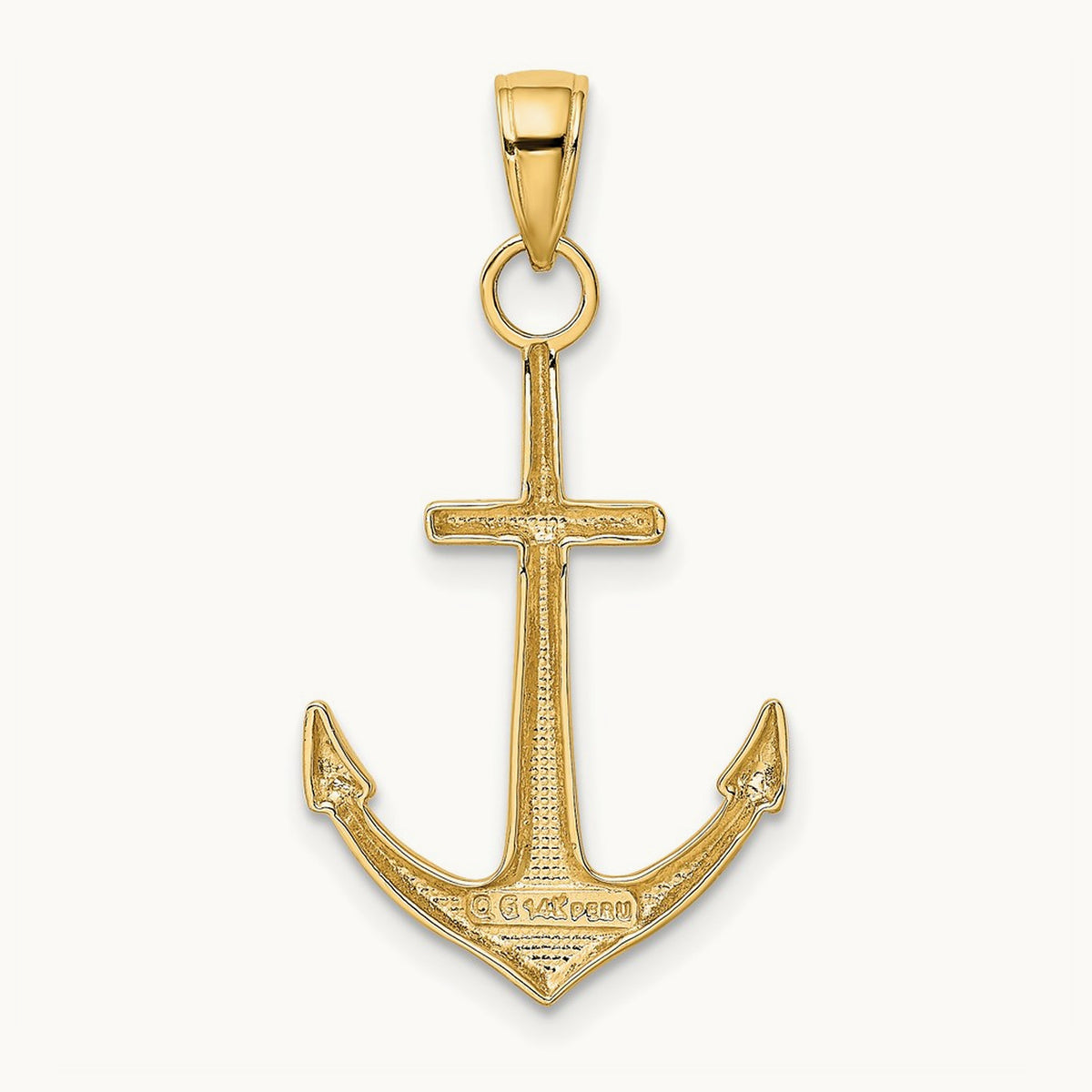 Polished Anchor Pendant — 14K Yellow Gold, 31.6mm