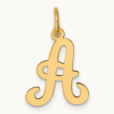 Script Initial Charm, 14K Yellow Gold