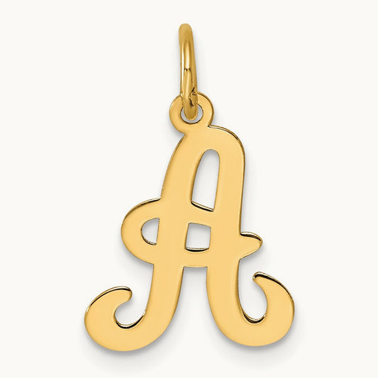 Script Initial Charm, 14K Yellow Gold