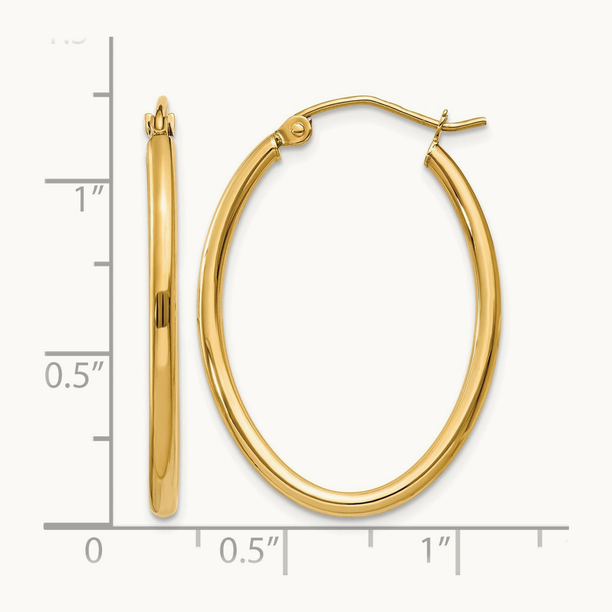 Oval Polished Hoop Earring, 14K