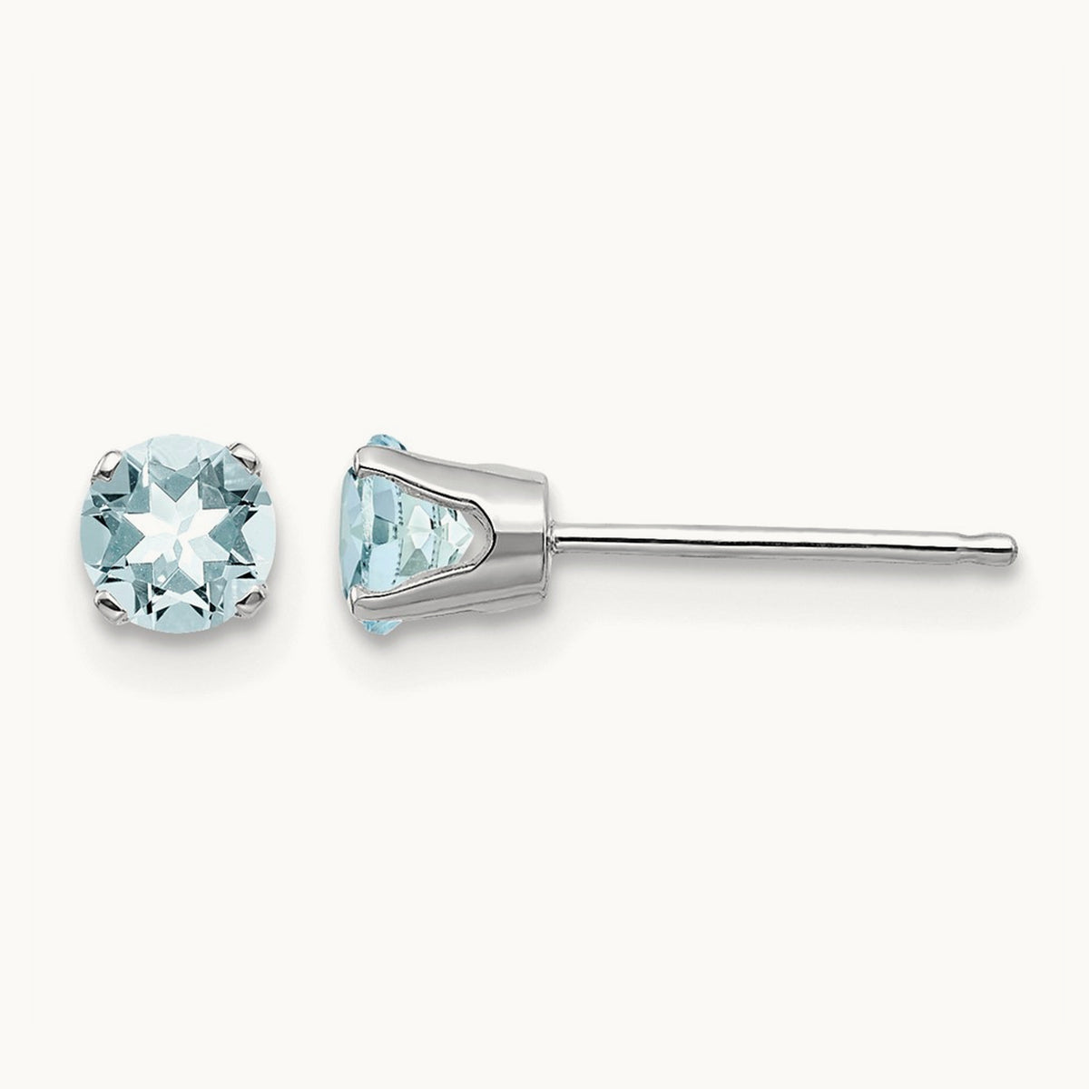 Aquamarine Stud Earrings — 4mm