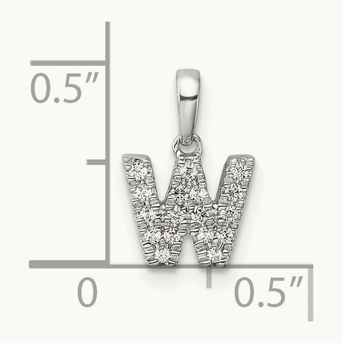 Diamond Initial with Bail Pendant — 14K White Gold, W
