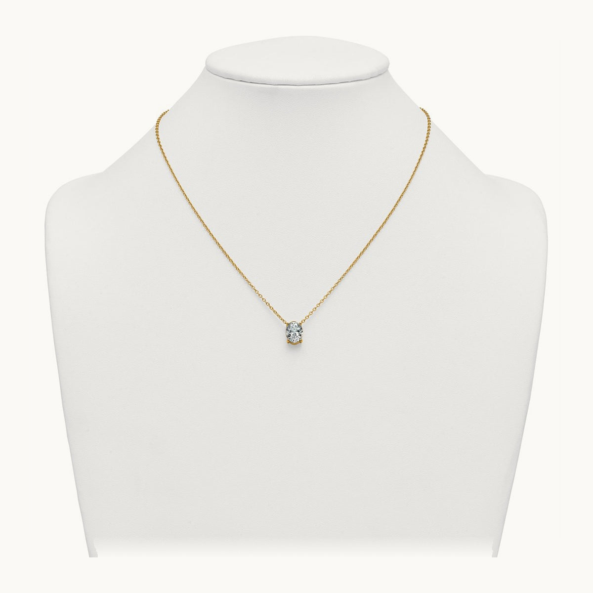 Oval Pendant Necklace, 0.25-4.00 ct tw Lab-Grown Diamond — 3 ct, 14K Yellow Gold