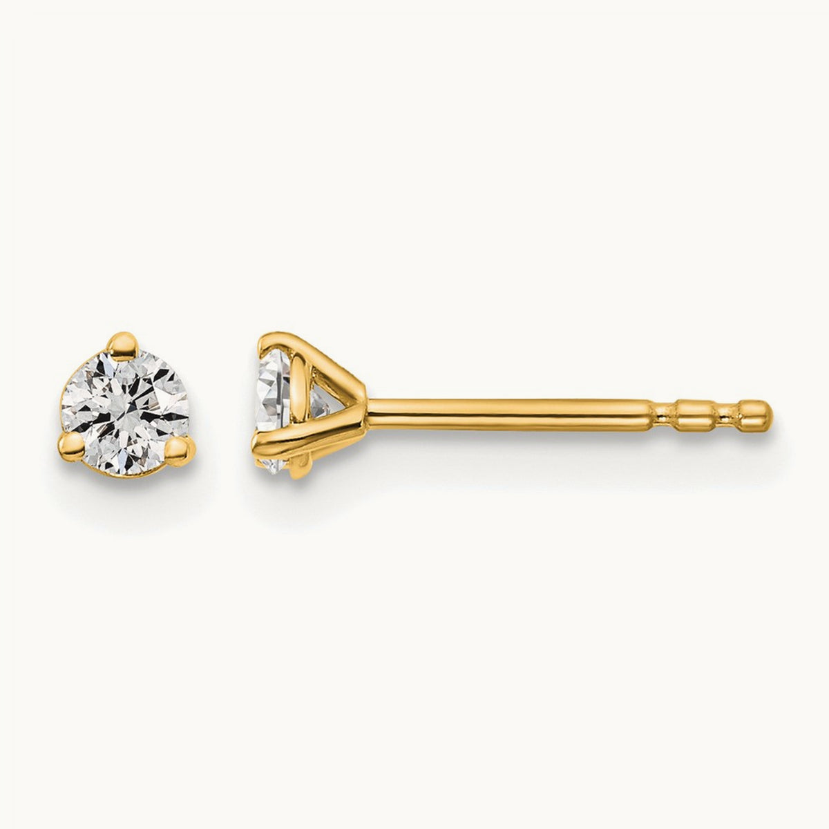 Round Stud Earrings, 0.10-6.00 ct tw Lab-Grown Diamond — 1/5 ct, 14K Yellow Gold