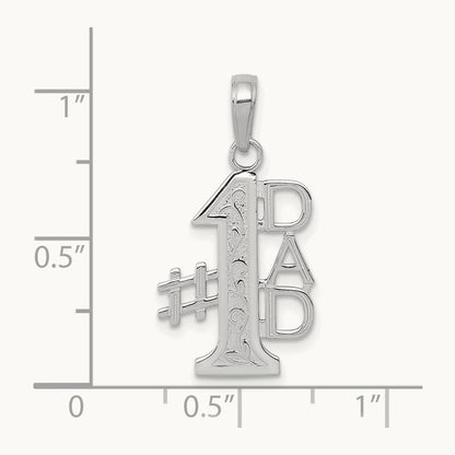 #1 DAD Charm — 14K White Gold, 24.6mm
