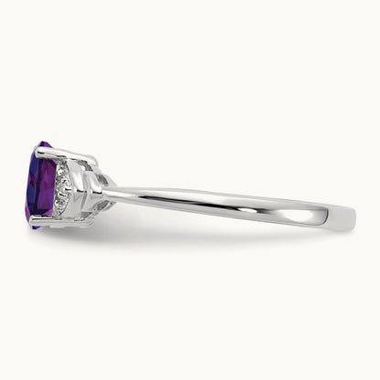 Amethyst and Diamond Ring, 14K White Gold