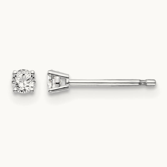 .10ct I1 J-K Diamond Stud Push-on Post Earrings, 14K White Gold