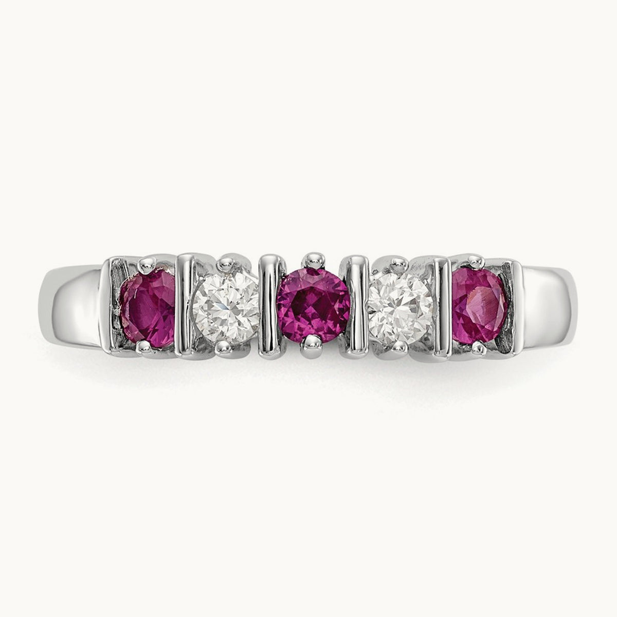 Diamond with Ruby Band — 14K White Gold, 0.2 ct, 7