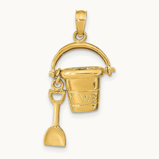 3D KEY WEST Pail and Shovel Pendant, 14K