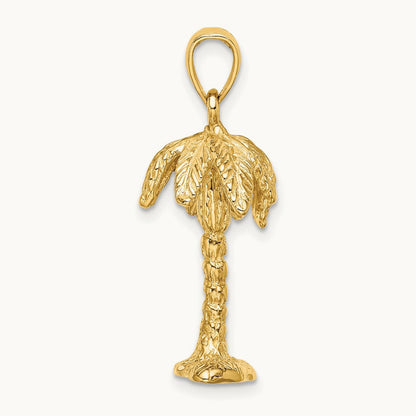 3-D Textured Palm Tree Charm, 14K