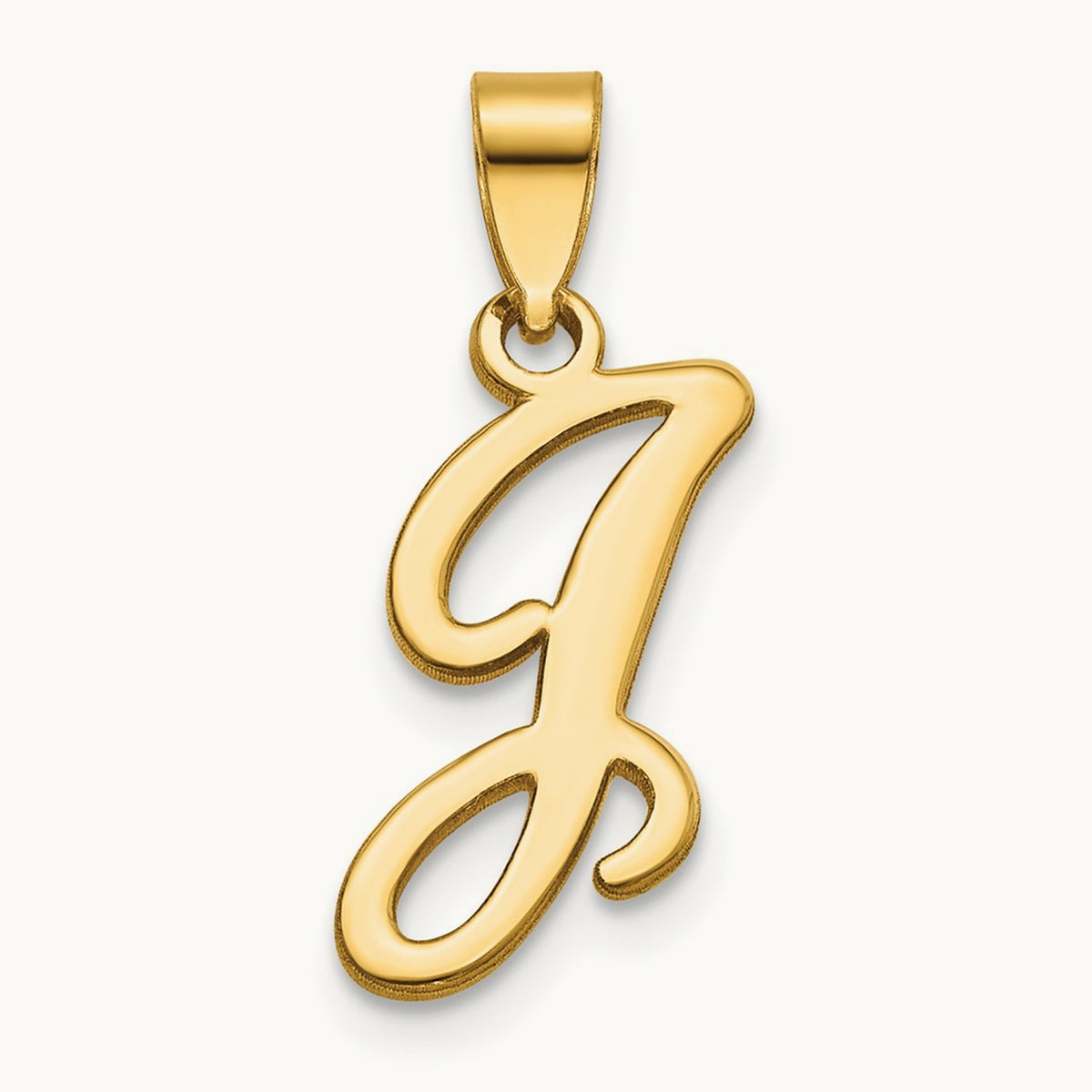 Script Letter J Initial Pendant, 14K Yellow Gold