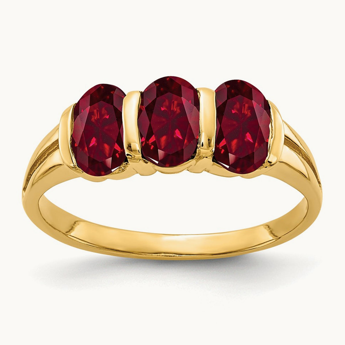 6x4mm Oval Created Ruby ring, 14K