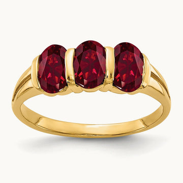 6x4mm Oval Created Ruby ring, 14K