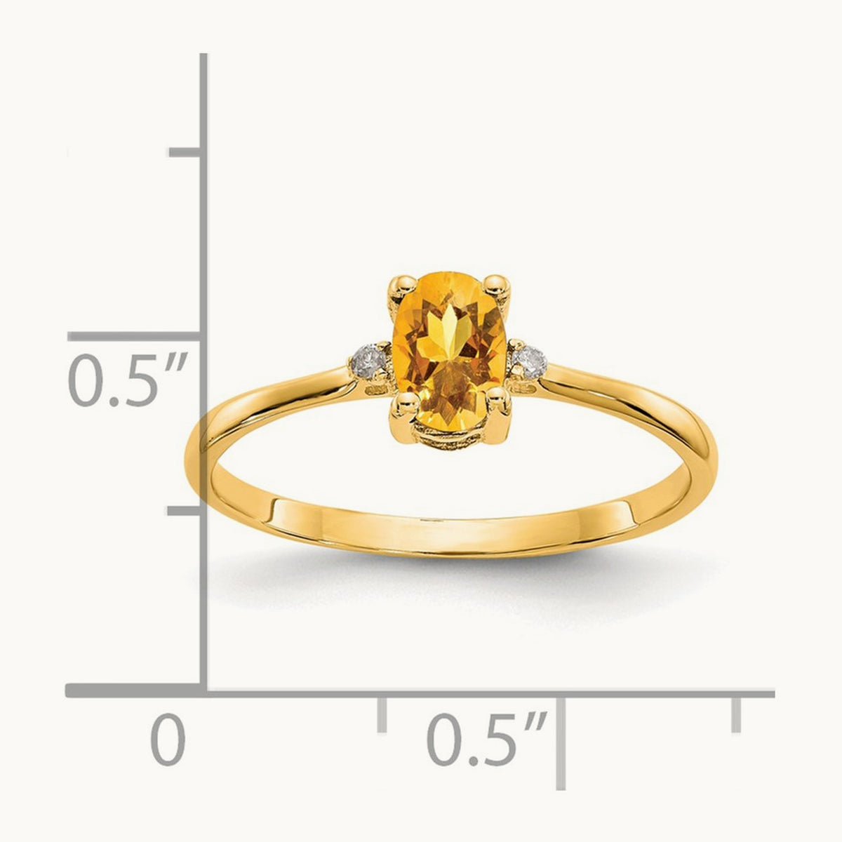 Diamond & Citrine Birthstone Ring — 14K Yellow Gold, 6