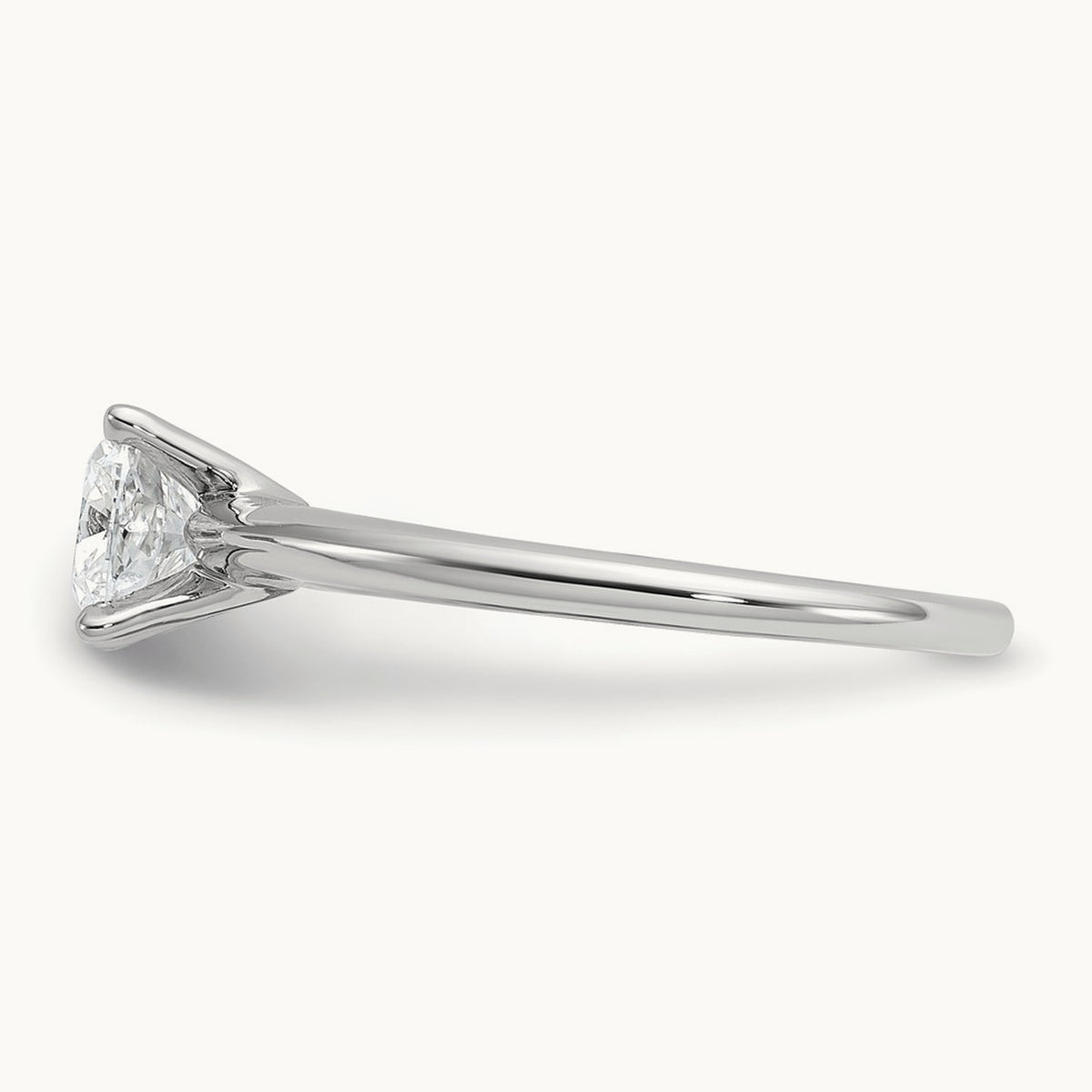 1ct Cert Lab Grown Diamond VS+ F+ Cushion Comp Solitaire Eng Ring, 14K White Gold