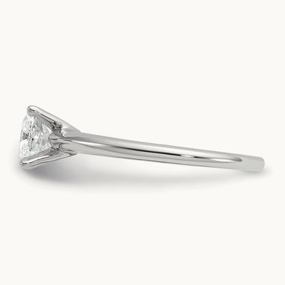 1ct Cert Lab Grown Diamond VS+ F+ Cushion Comp Solitaire Eng Ring, 14K White Gold