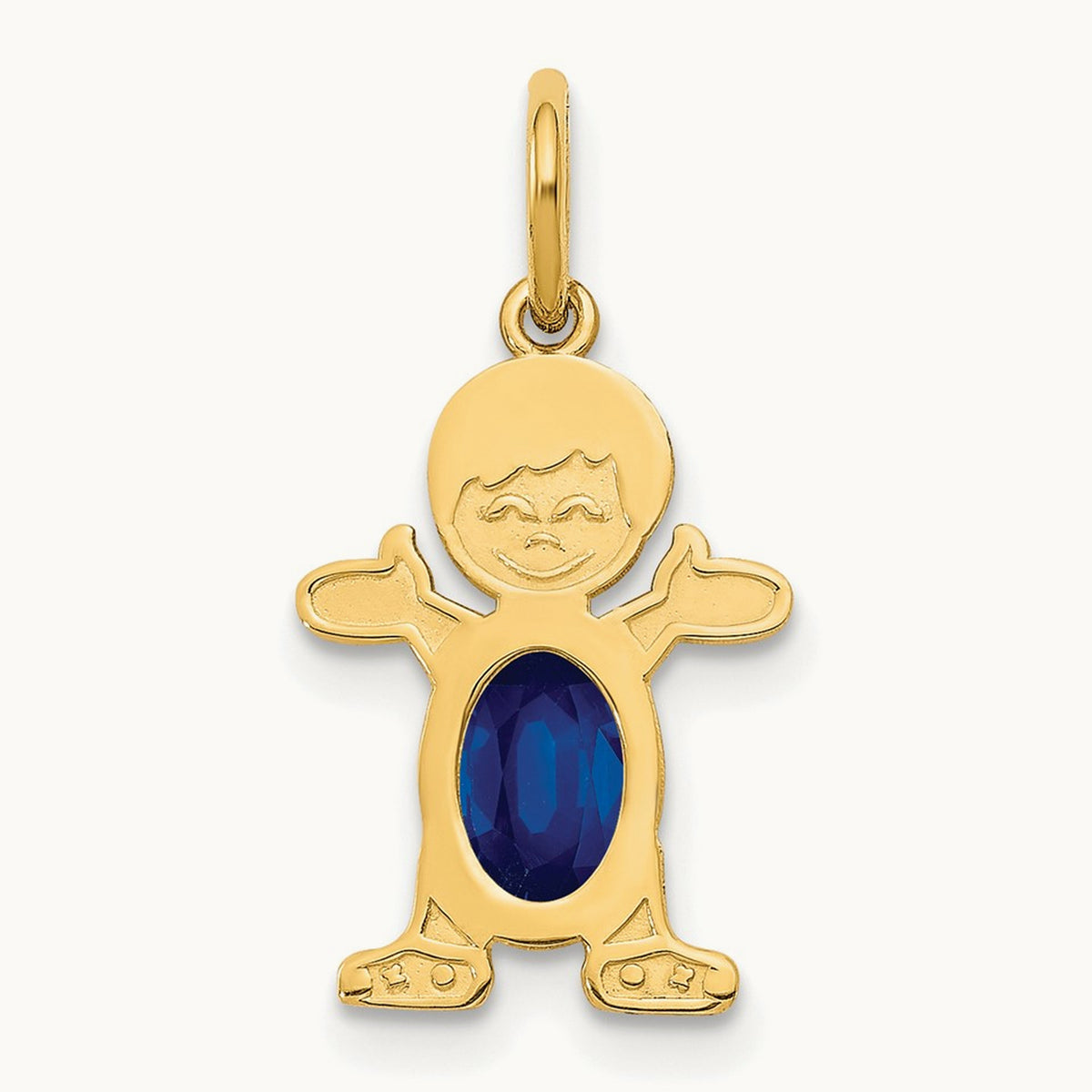 Boy 6x4 Oval Genuine Sapphire-September — 14K Yellow Gold