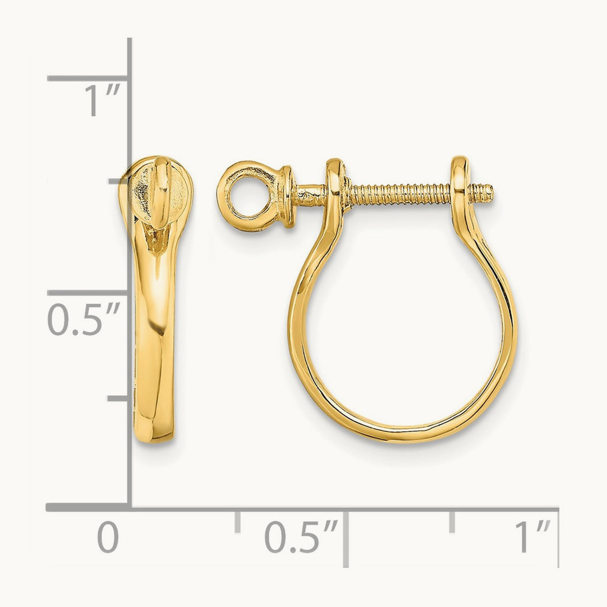 3D Shackle Link Screw Earrings — 14K Yellow Gold, 17.45mm