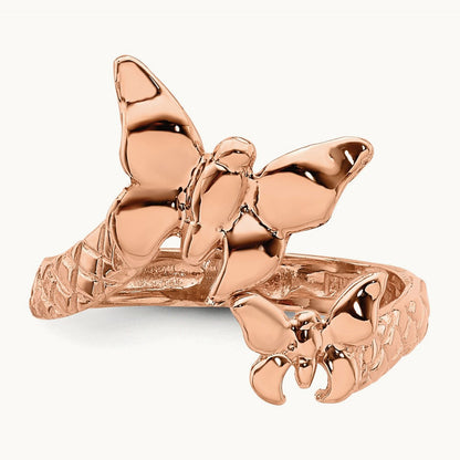 Polished & Textured Butterfly Toe Ring — 14K Rose Gold