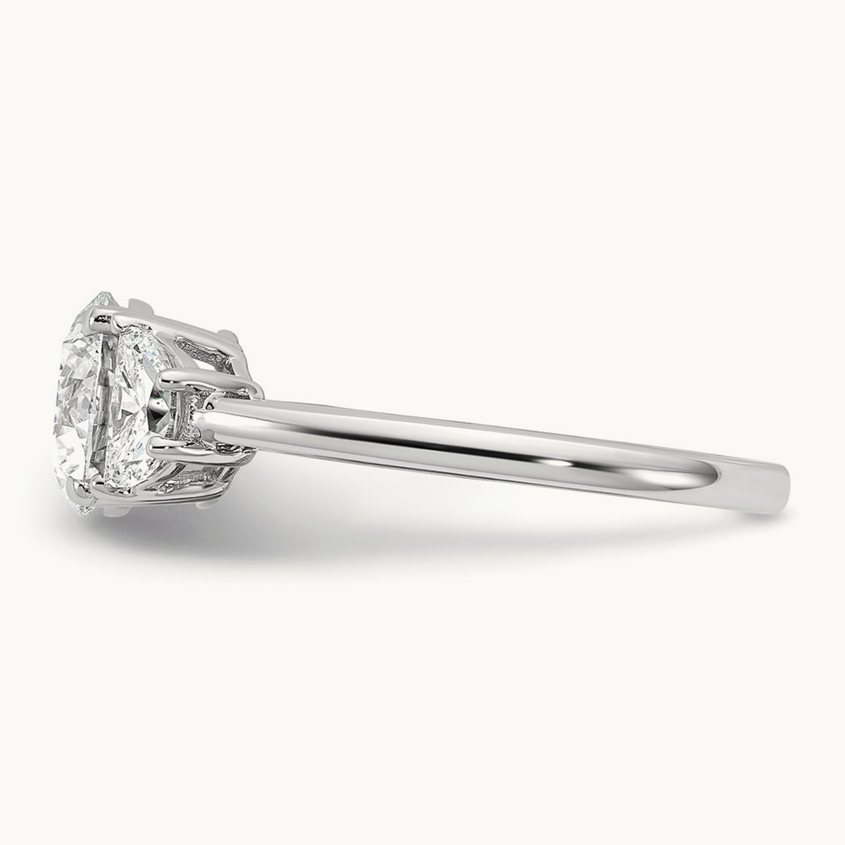 Round 3 Stone Engagement Ring, 1.25-4.00 ct tw Lab-Grown Diamond — 2 ct, 14K White Gold