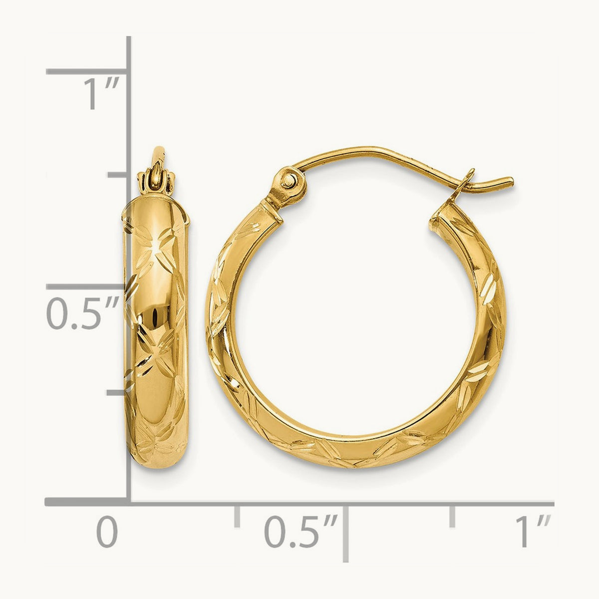 Diamond-cut Polished Hoop Earring, 14K