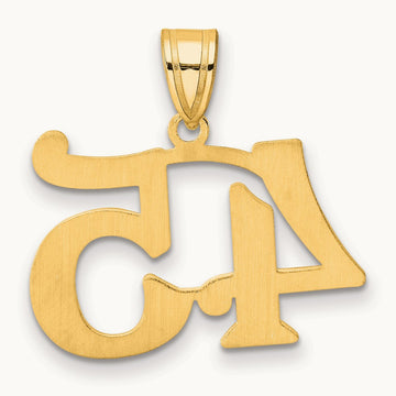 Polished Number 45 Pendant, 14K